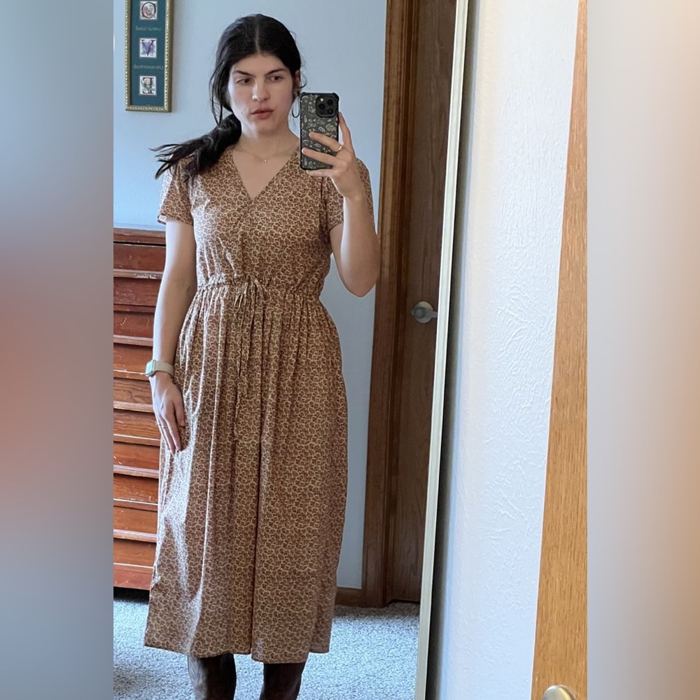 Christy Dawn Midi Dress brown with small floral print